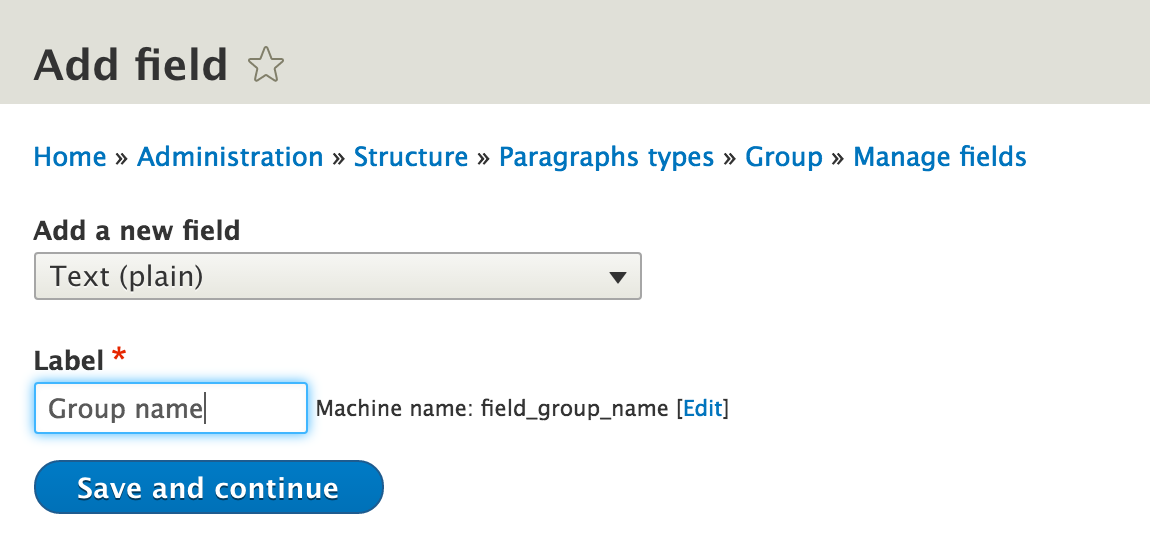 Group name field in group paragraph type