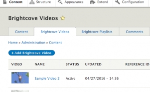 editorial interface in Drupal 8 for the Brightcove video connect module