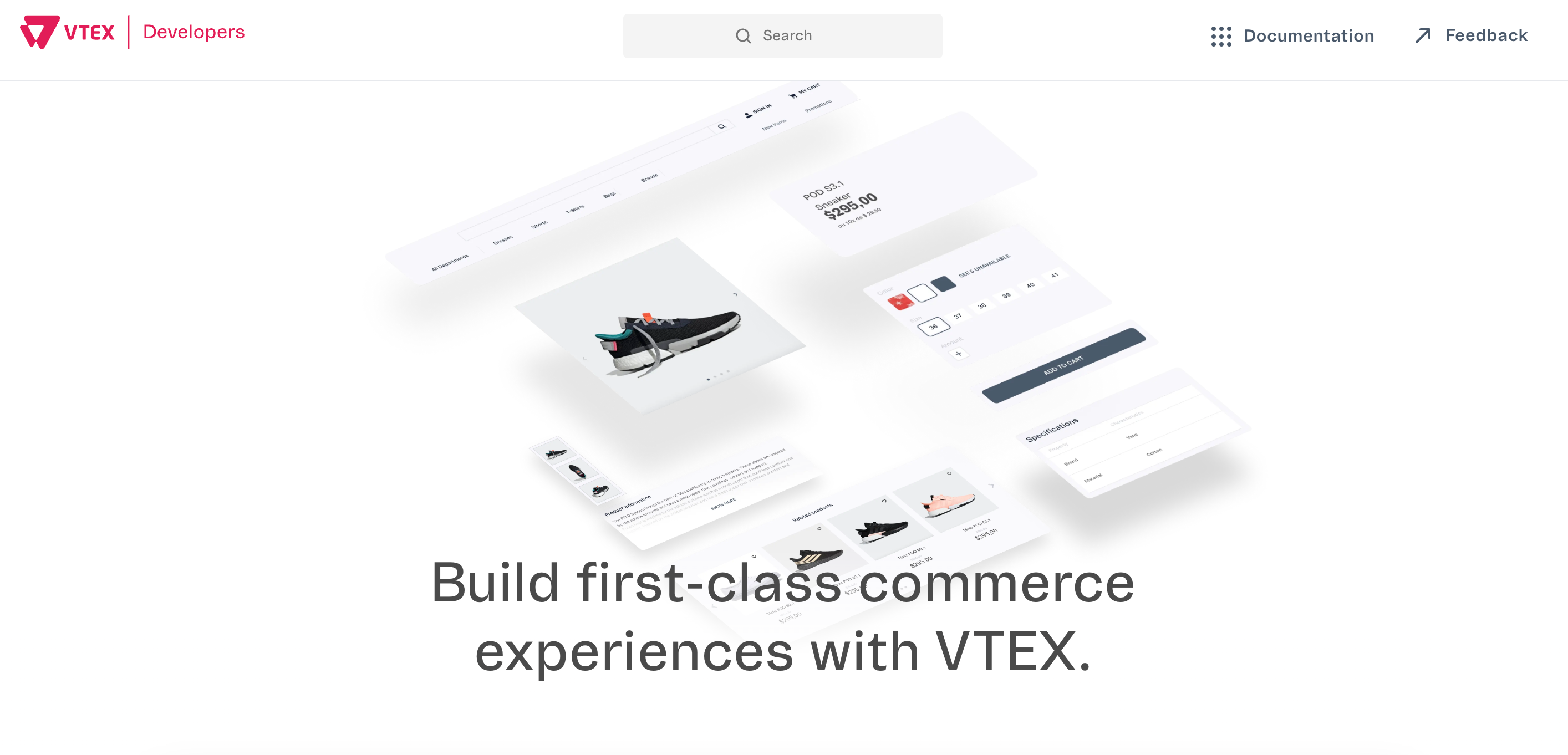 The homepage of VTEX Developers. The site is clean and easy to navigate. 