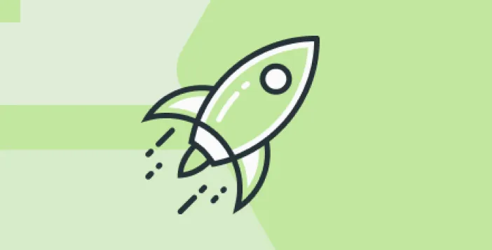 rocket icon in a green background