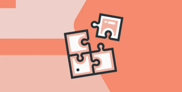 four puzzle pieces in a red background