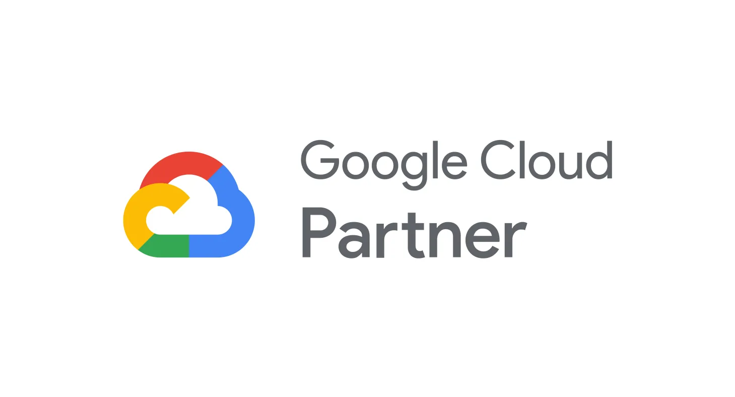 Google Cloud partner logo with text and rainbow cloud
