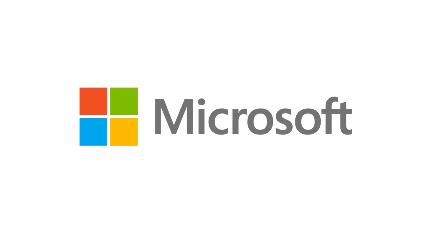 Microsoft logo with text and colorful squares