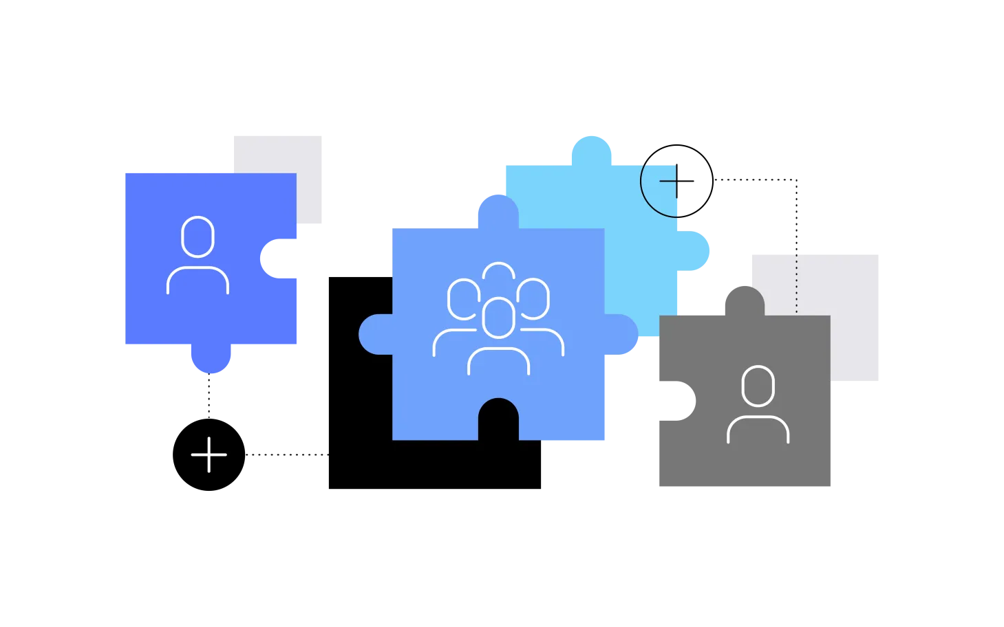 human figure connected as puzzles