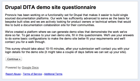 DITA single source documentation demo
