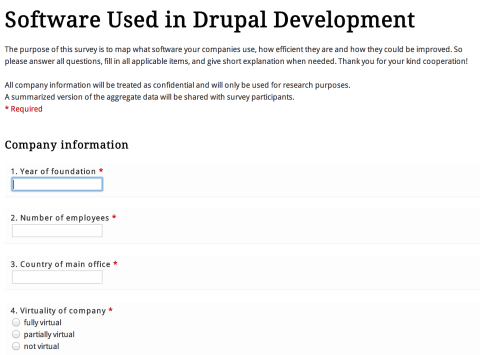 Survey on ’Software Used in Drupal Development’ (A DrupalCXO action point)