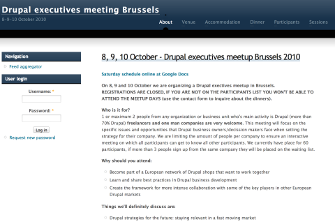 8, 9, 10 October - Drupal executives meetup Brussels 2010