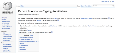 DITA documentation distro specification Part I: Architecture and Storage