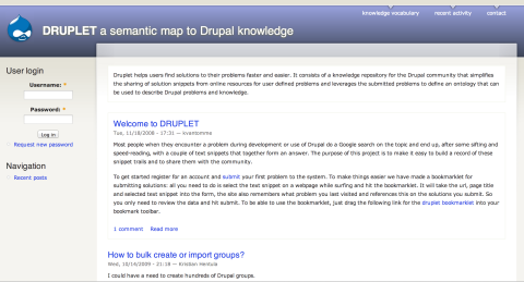 Druplet - a knowledge management system for Drupal built in Drupal